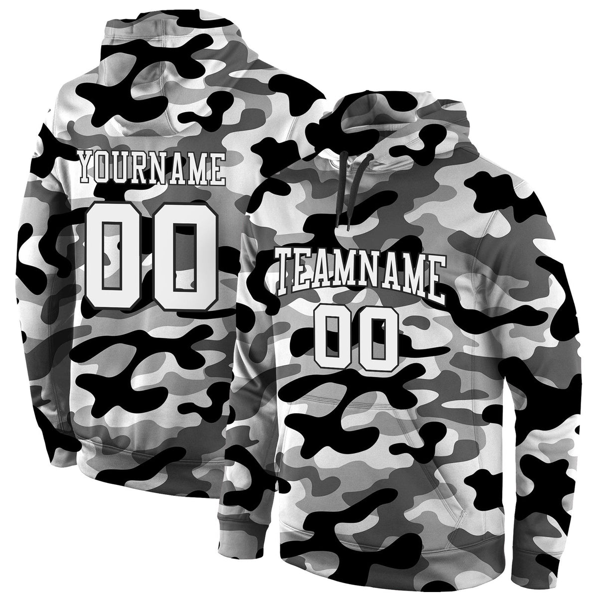 Custom Stitched Camo White-Black 3D Sports Pullover Sweatshirt Salute To Service Hoodie photo 1