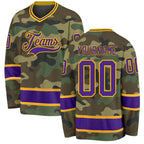 Custom Camo Purple-Gold Salute To Service Hockey Jersey