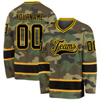 Custom Camo Black-Gold Salute To Service Hockey Jersey photo 1