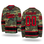 Custom Camo Red-Black Salute To Service Hockey Jersey