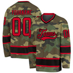 Custom Camo Red-Black Salute To Service Hockey Jersey photo 1