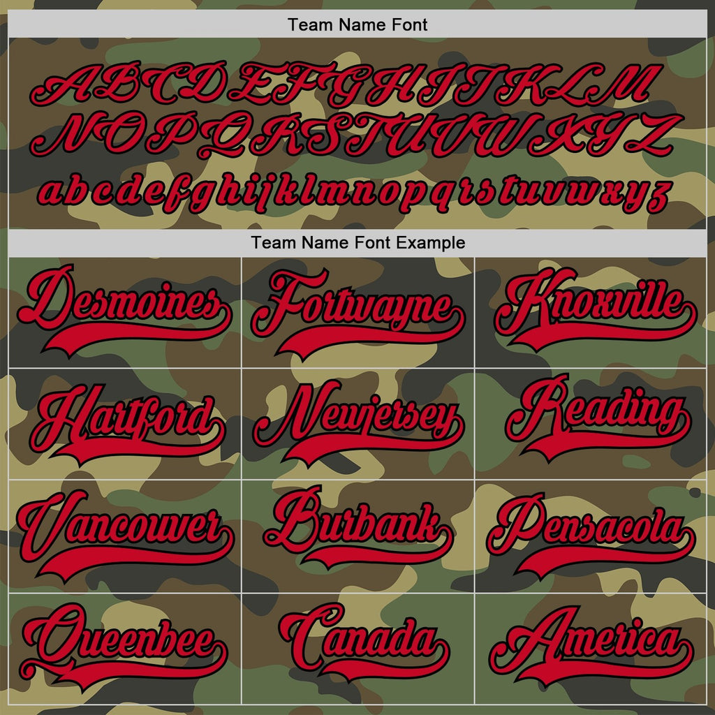 Custom Camo Red-Black Salute To Service Hockey Jersey photo 3