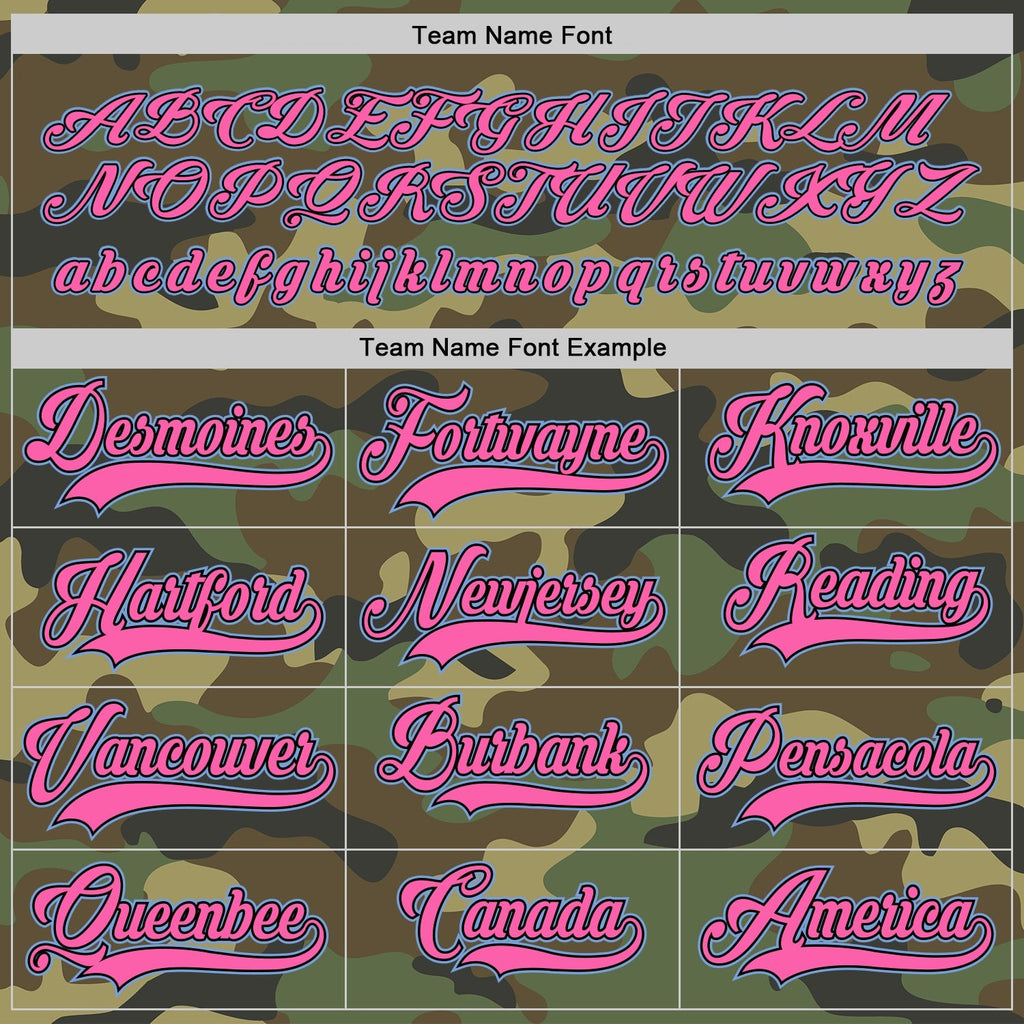 Custom Camo Light Blue-Pink Salute To Service Hockey Jersey photo 3