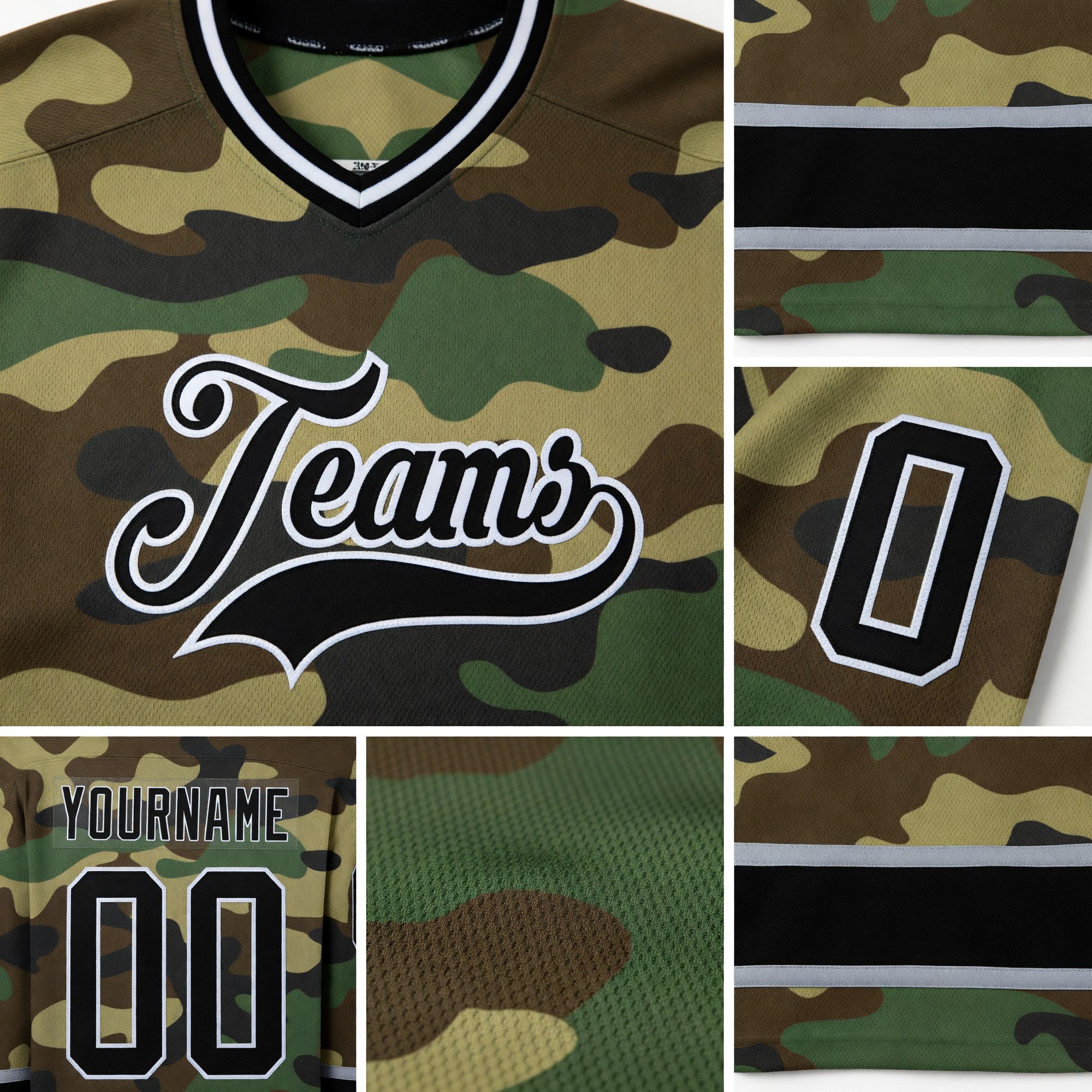 Custom Camo Black-Gray Salute To Service Hockey Jersey detail