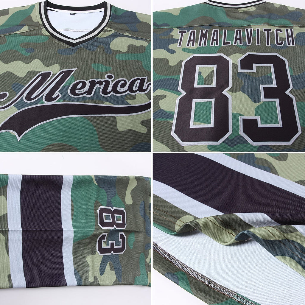 Custom Camo Black-Gray Salute To Service Hockey Jersey photo 4