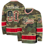 Custom Camo Vintage USA Flag-Red Salute To Service Hockey Jersey photo 1
