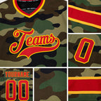 Custom Camo Red-Gold Salute To Service Hockey Jersey detail
