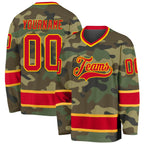 Custom Camo Red-Gold Salute To Service Hockey Jersey photo 1