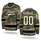 Custom Camo Cream-Black Salute To Service Hockey Jersey