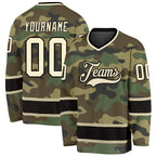 Custom Camo Cream-Black Salute To Service Hockey Jersey photo 1