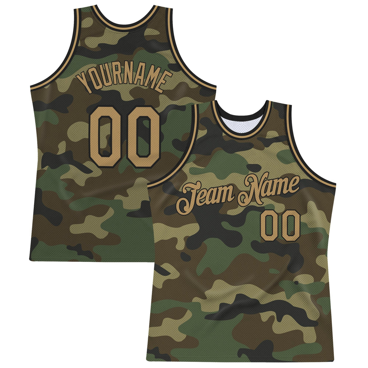 Custom Camo Old Gold-Black Authentic Salute To Service Basketball Jersey photo 1