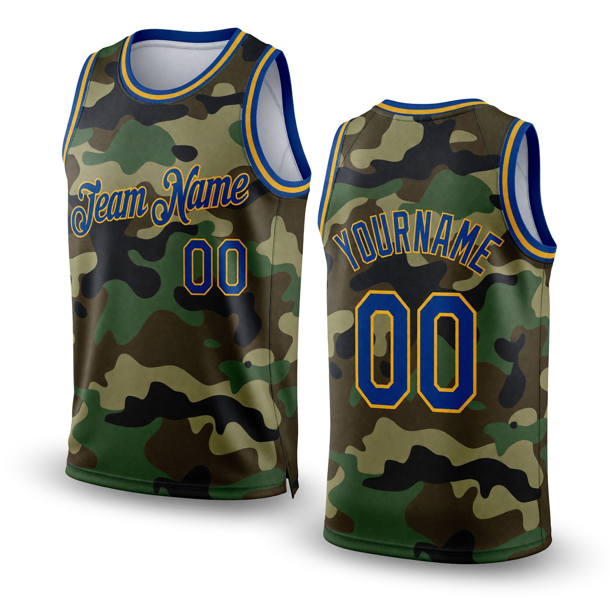 Custom Camo Royal-Gold Authentic Salute To Service Basketball Jersey