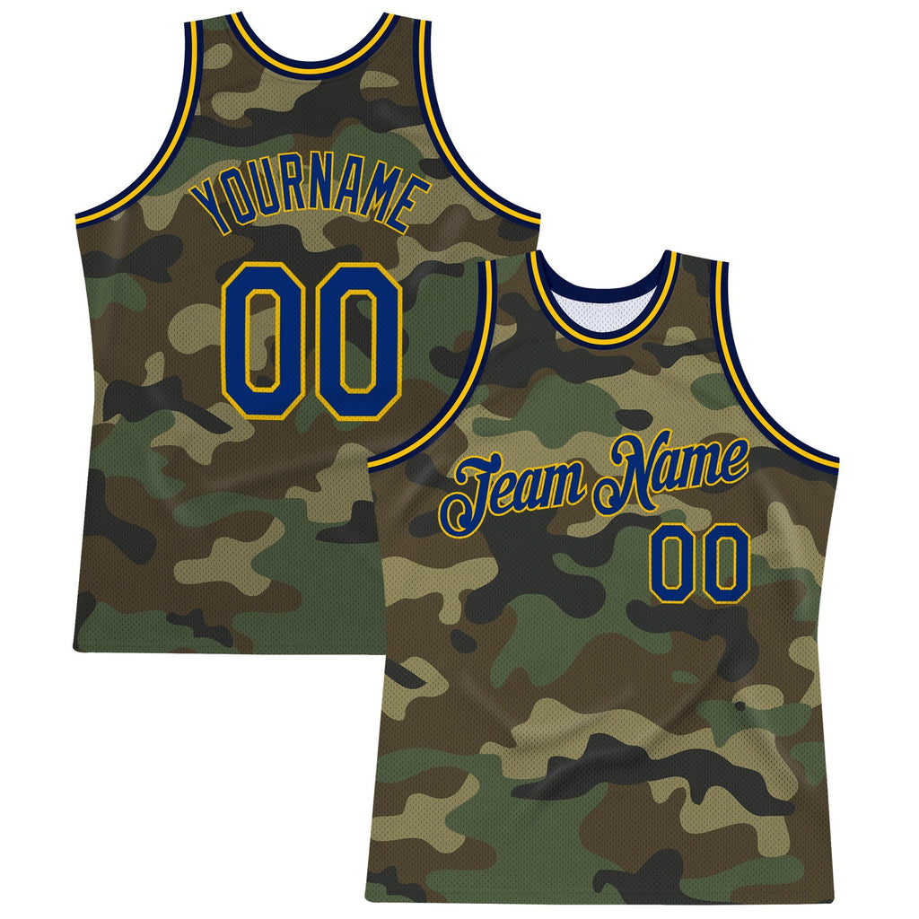 Custom Camo Royal-Gold Authentic Salute To Service Basketball Jersey photo 1