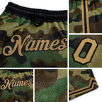 Custom Camo Old Gold-Black Authentic Salute To Service Basketball Shorts detail