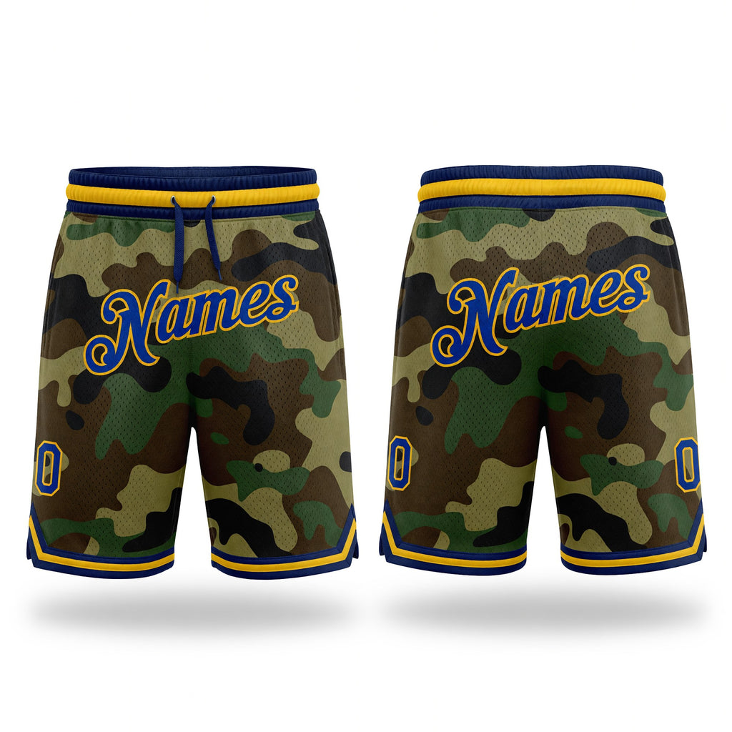 Custom Camo Royal-Gold Authentic Salute To Service Basketball Shorts