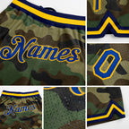 Custom Camo Royal-Gold Authentic Salute To Service Basketball Shorts detail