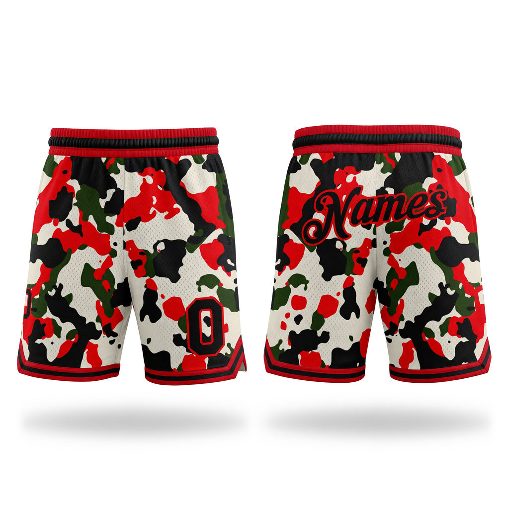 Custom Camo Black-Red Authentic Salute To Service Basketball Shorts