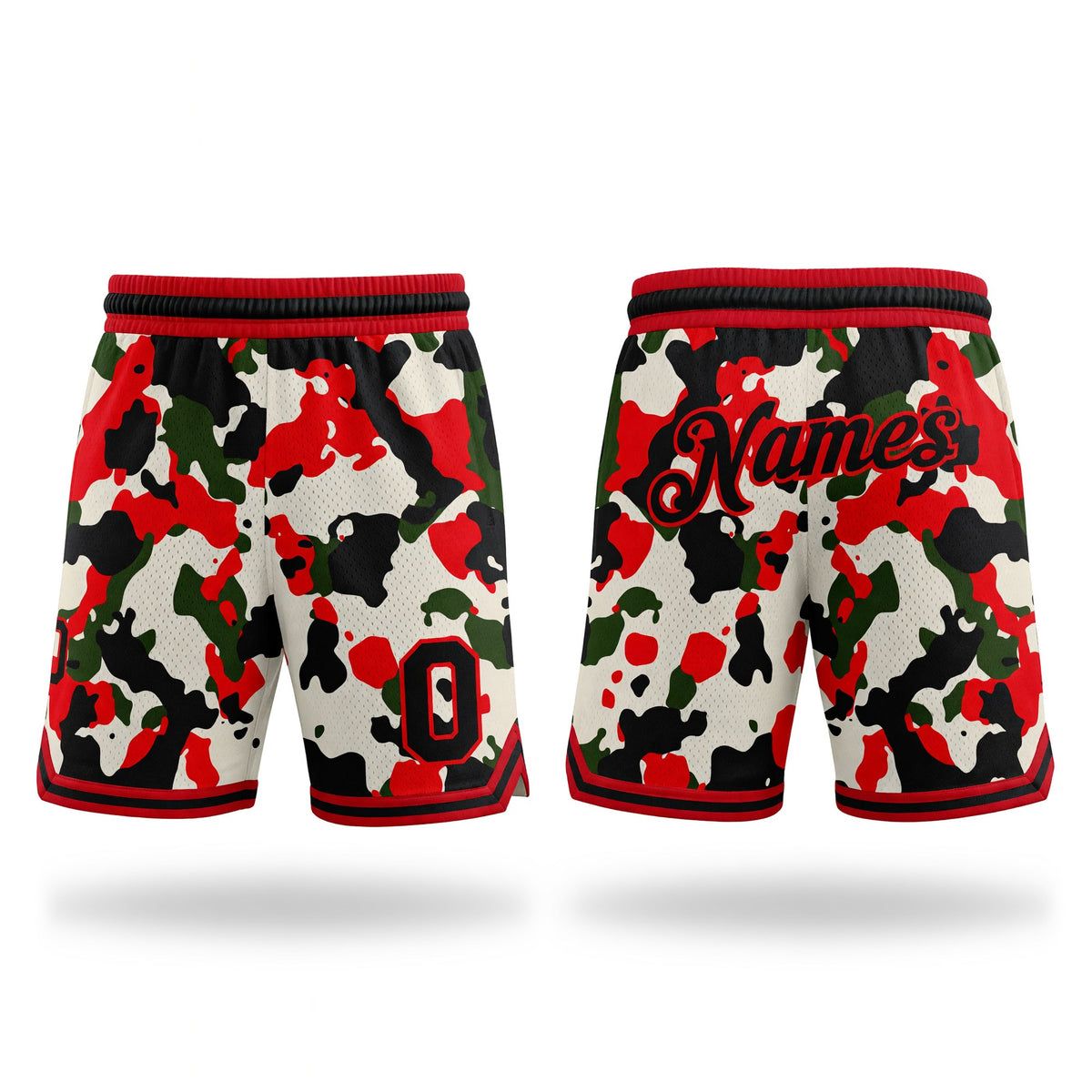 Custom Camo Black-Red Authentic Salute To Service Basketball Shorts