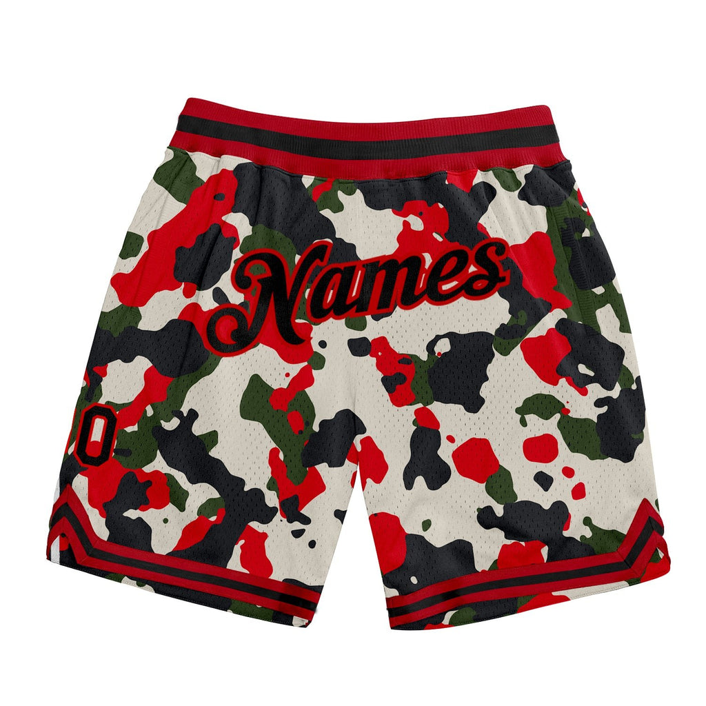 Custom Camo Black-Red Authentic Salute To Service Basketball Shorts photo 1
