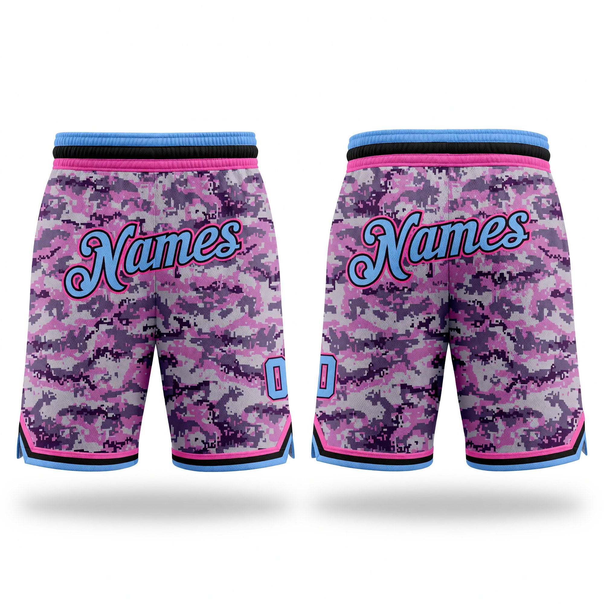 Custom Camo Light Blue-Pink Authentic Salute To Service Basketball Shorts