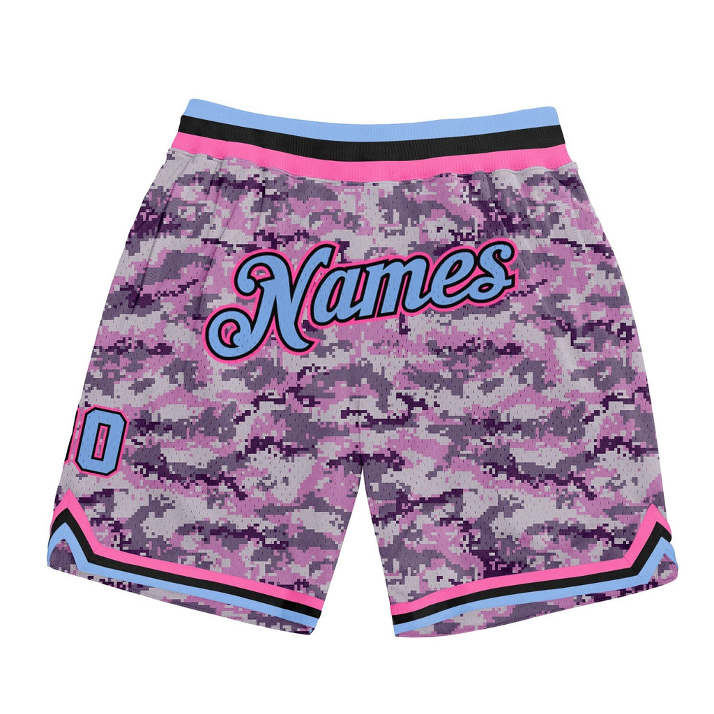 Custom Camo Light Blue-Pink Authentic Salute To Service Basketball Shorts photo 1