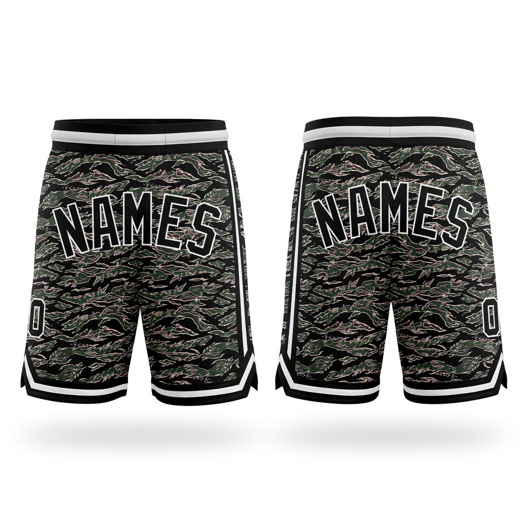 Custom Camo Black-White Authentic Salute To Service Basketball Shorts
