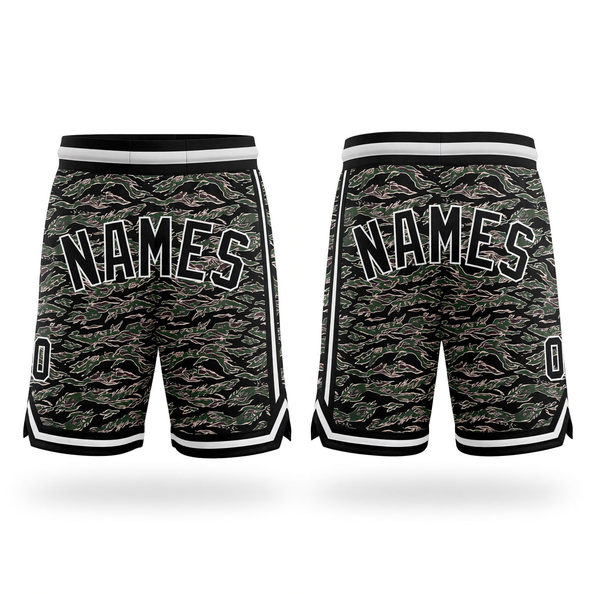 Custom Camo Black-White Authentic Salute To Service Basketball Shorts