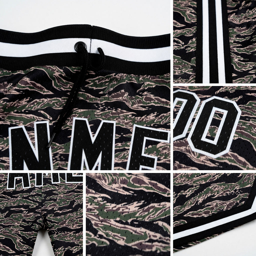 Custom Camo Black-White Authentic Salute To Service Basketball Shorts detail