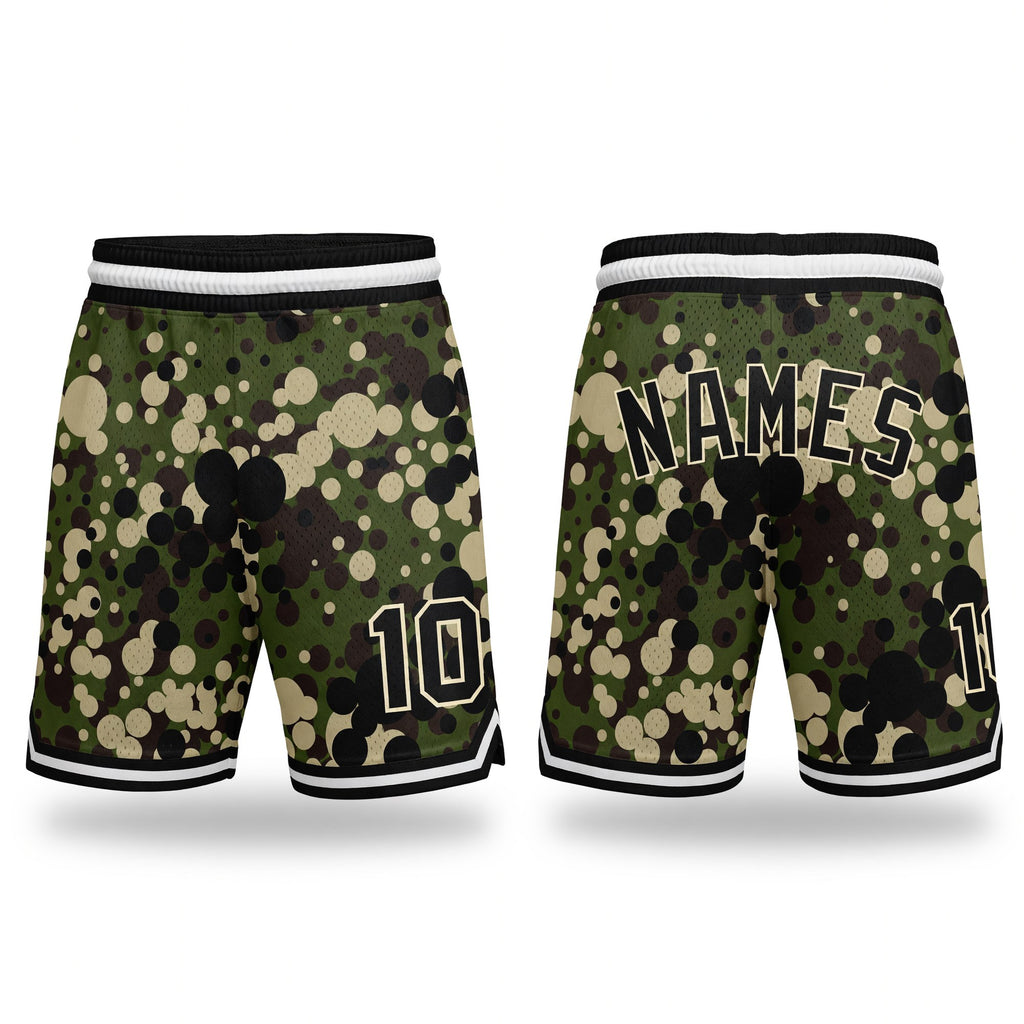 Custom Camo Black-Cream Authentic Salute To Service Basketball Shorts