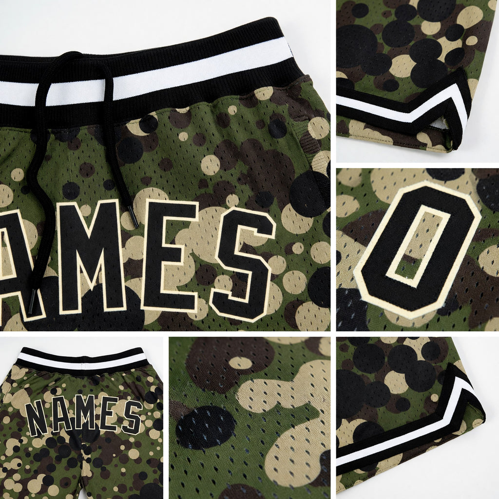 Custom Camo Black-Cream Authentic Salute To Service Basketball Shorts detail
