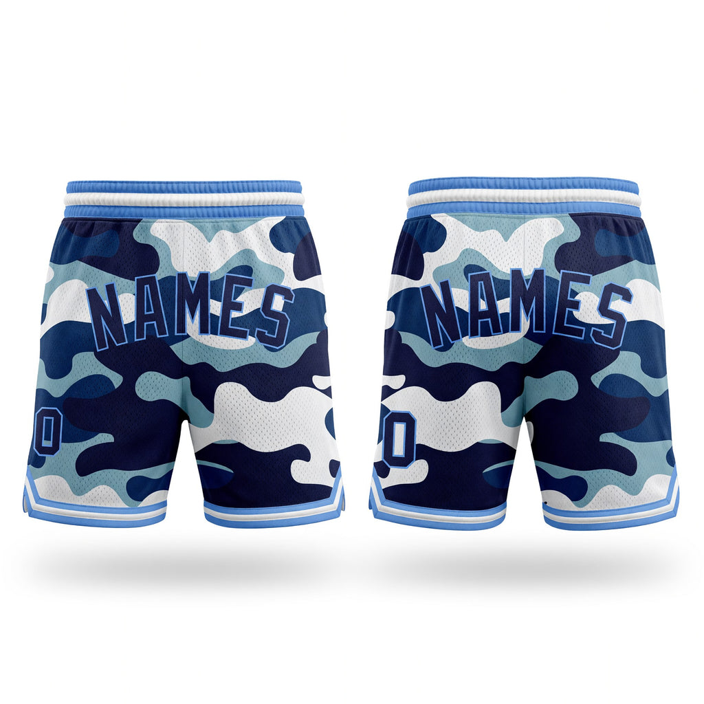 Custom Camo Navy-Light Blue Authentic Salute To Service Basketball Shorts