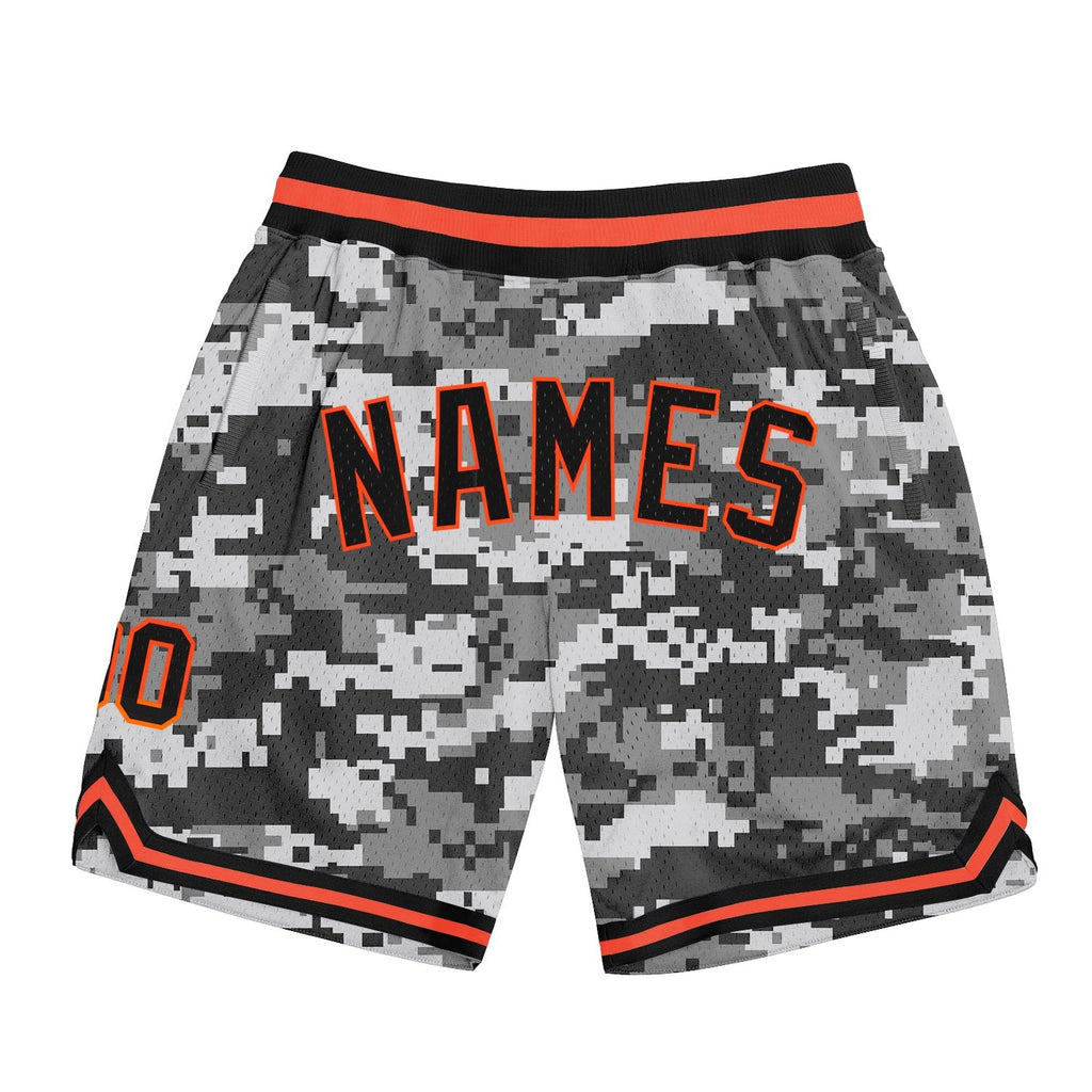 Custom Camo Black-Orange Authentic Salute To Service Basketball Shorts photo 1