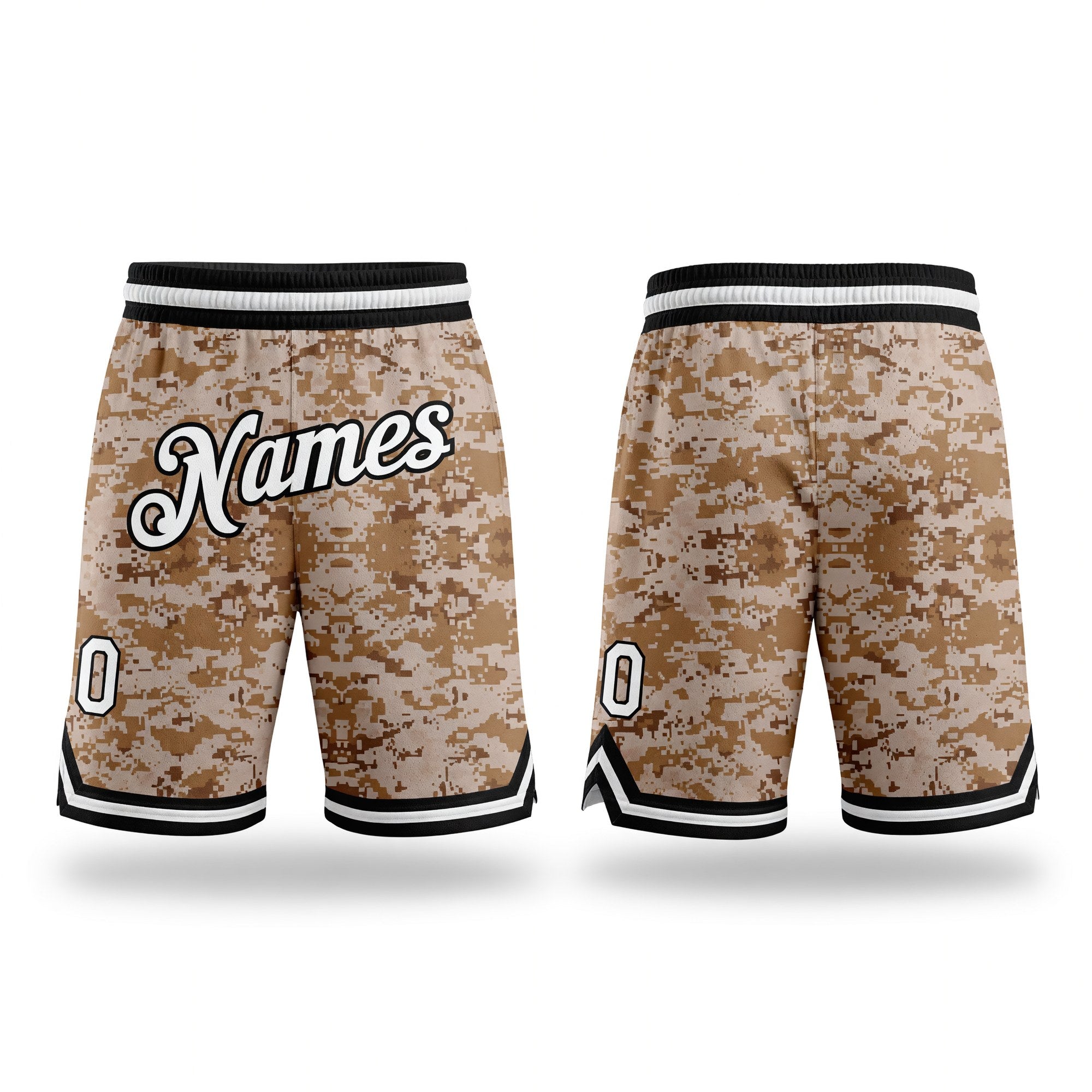 Custom Camo White-Black Authentic Salute To Service Basketball Shorts