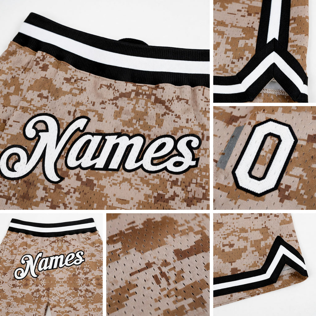 Custom Camo White-Black Authentic Salute To Service Basketball Shorts detail