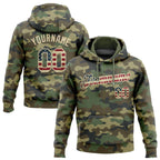 Custom Stitched Camo Vintage USA Flag-Cream Sports Pullover Sweatshirt Salute To Service Hoodie photo 1