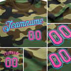 Custom Camo Pink Black-Sky Blue Performance Salute To Service T-Shirt detail
