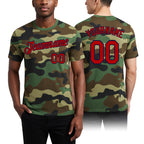 Custom Camo Red-Navy Performance Salute To Service T-Shirt worn front and back