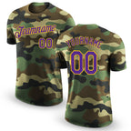 Custom Camo Purple-Yellow Performance Salute To Service T-Shirt