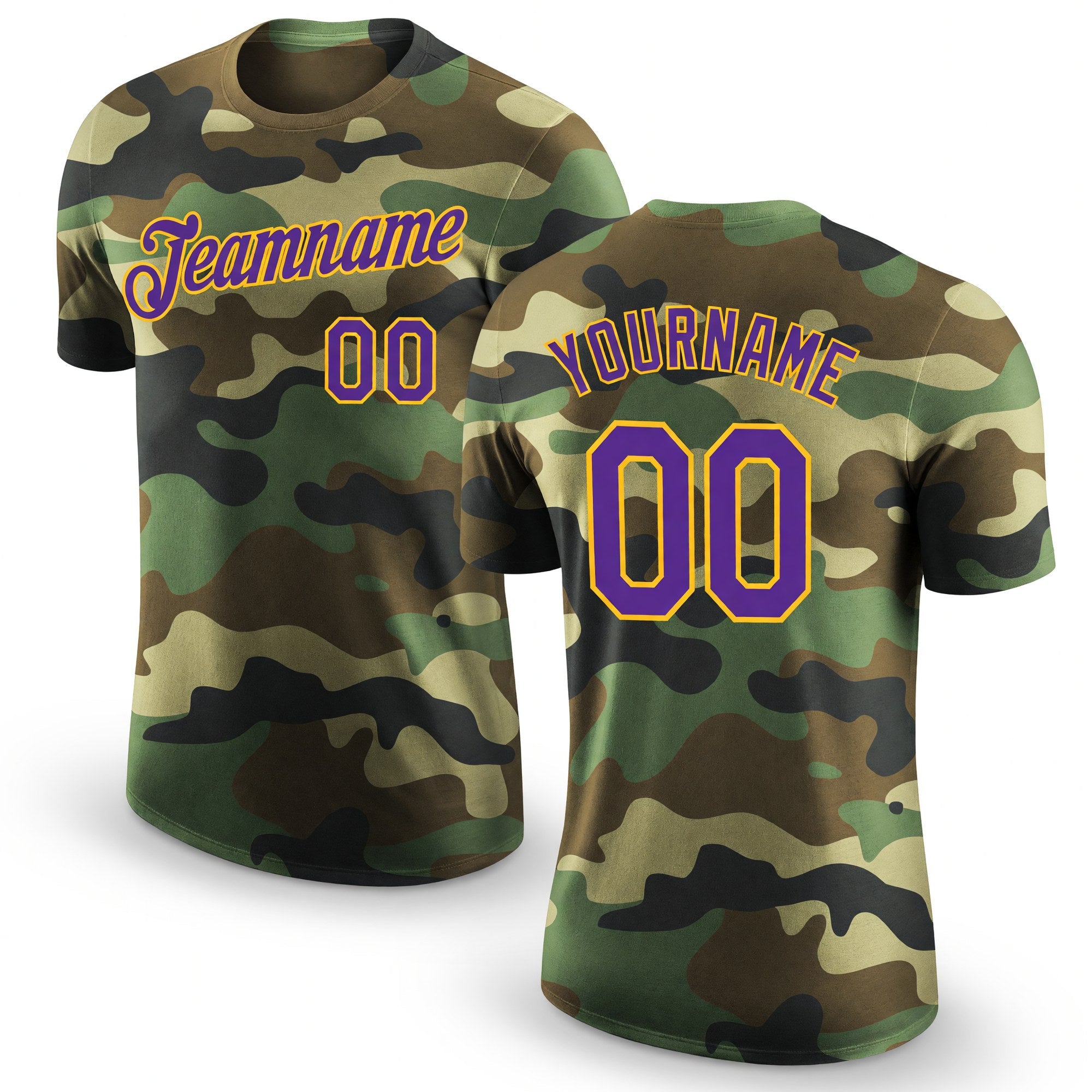 Custom Camo Purple-Yellow Performance Salute To Service T-Shirt