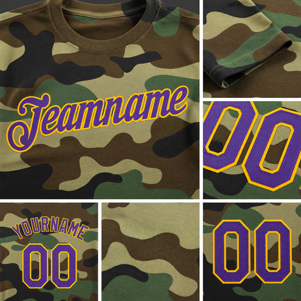 Custom Camo Purple-Yellow Performance Salute To Service T-Shirt detail