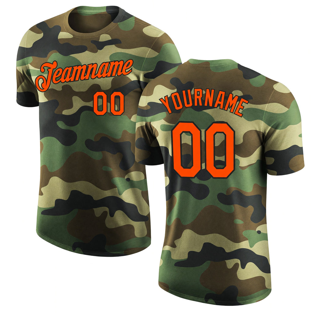 Custom Camo Orange-Black Performance Salute To Service T-Shirt