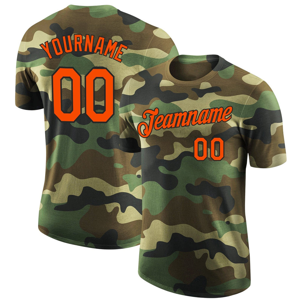 Custom Camo Orange-Black Performance Salute To Service T-Shirt photo 1