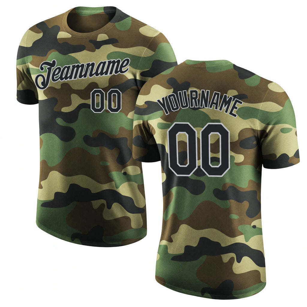 Custom Camo Black-Gray Performance Salute To Service T-Shirt