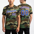 Custom Camo Royal-Red Performance Salute To Service T-Shirt worn front and back