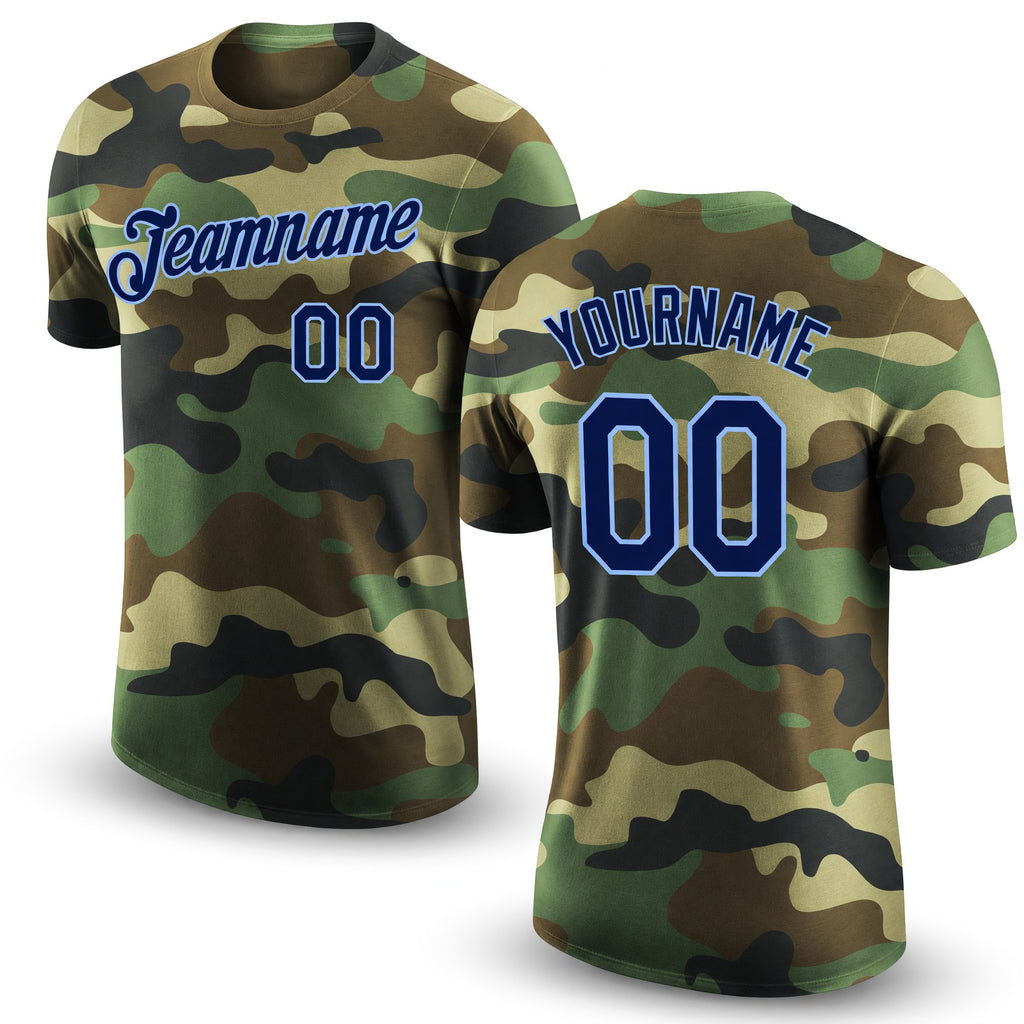 Custom Camo Navy-Light Blue Performance Salute To Service T-Shirt