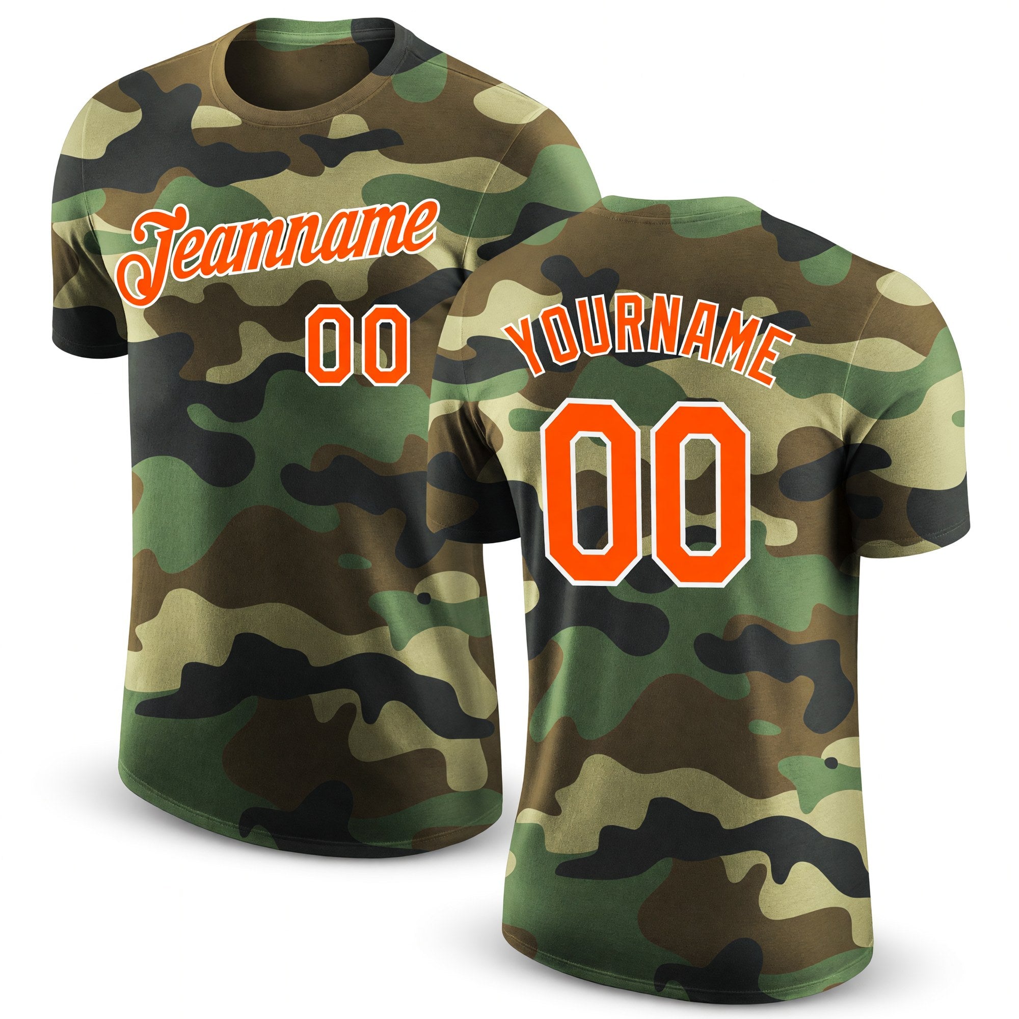 Custom Camo Orange-White Performance Salute To Service T-Shirt
