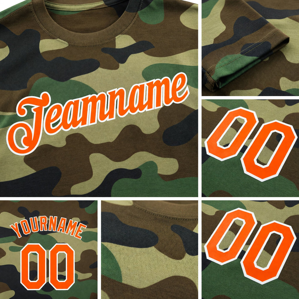 Custom Camo Orange-White Performance Salute To Service T-Shirt detail
