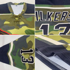 Custom Camo Black-Cream Salute To Service Hockey Lace Neck Jersey photo 2