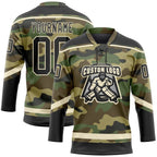 Custom Camo Black-Cream Salute To Service Hockey Lace Neck Jersey photo 3