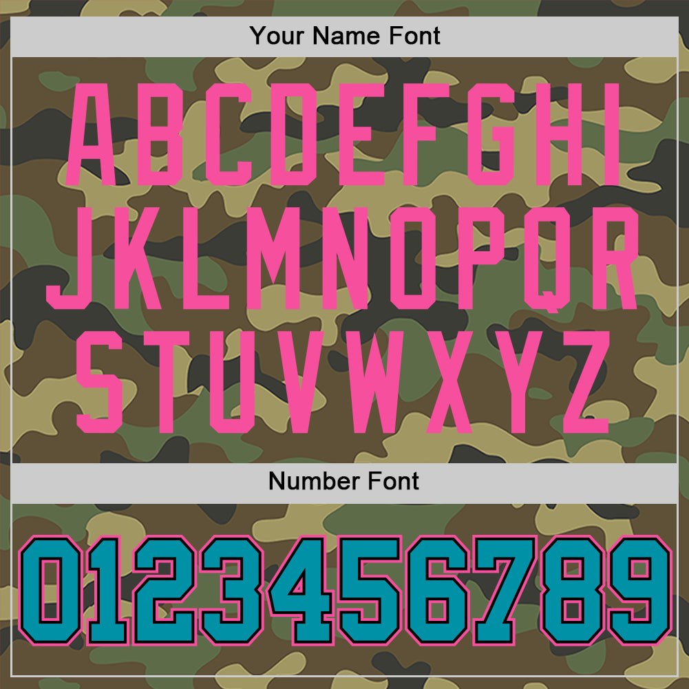 Custom Camo Teal Black-Pink Authentic Salute To Service Basketball Jersey photo 3